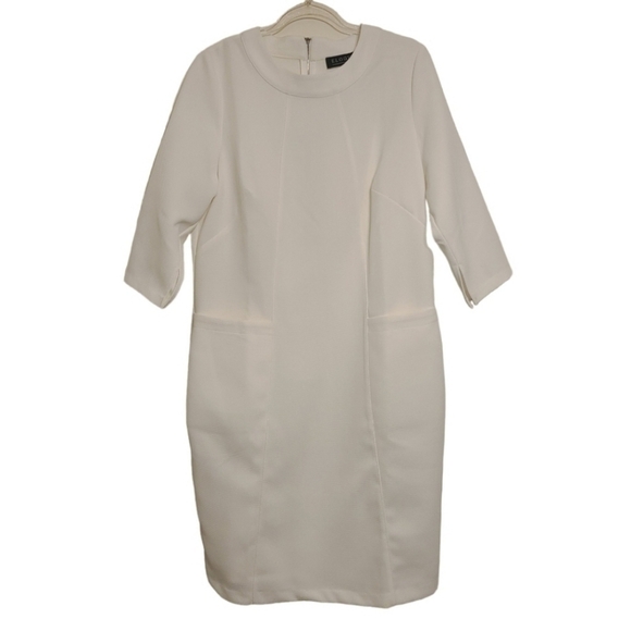 Eloquii | Classic White Sheath Dress with 3/4 Length Sleeves (Size 14) - Picture 1 of 14